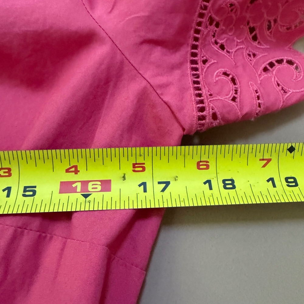 Talbots Pink Cotton Eyelet Scallop Collar Shirt Dress Womens Size 6 Party Garden - Picture 5 of 10